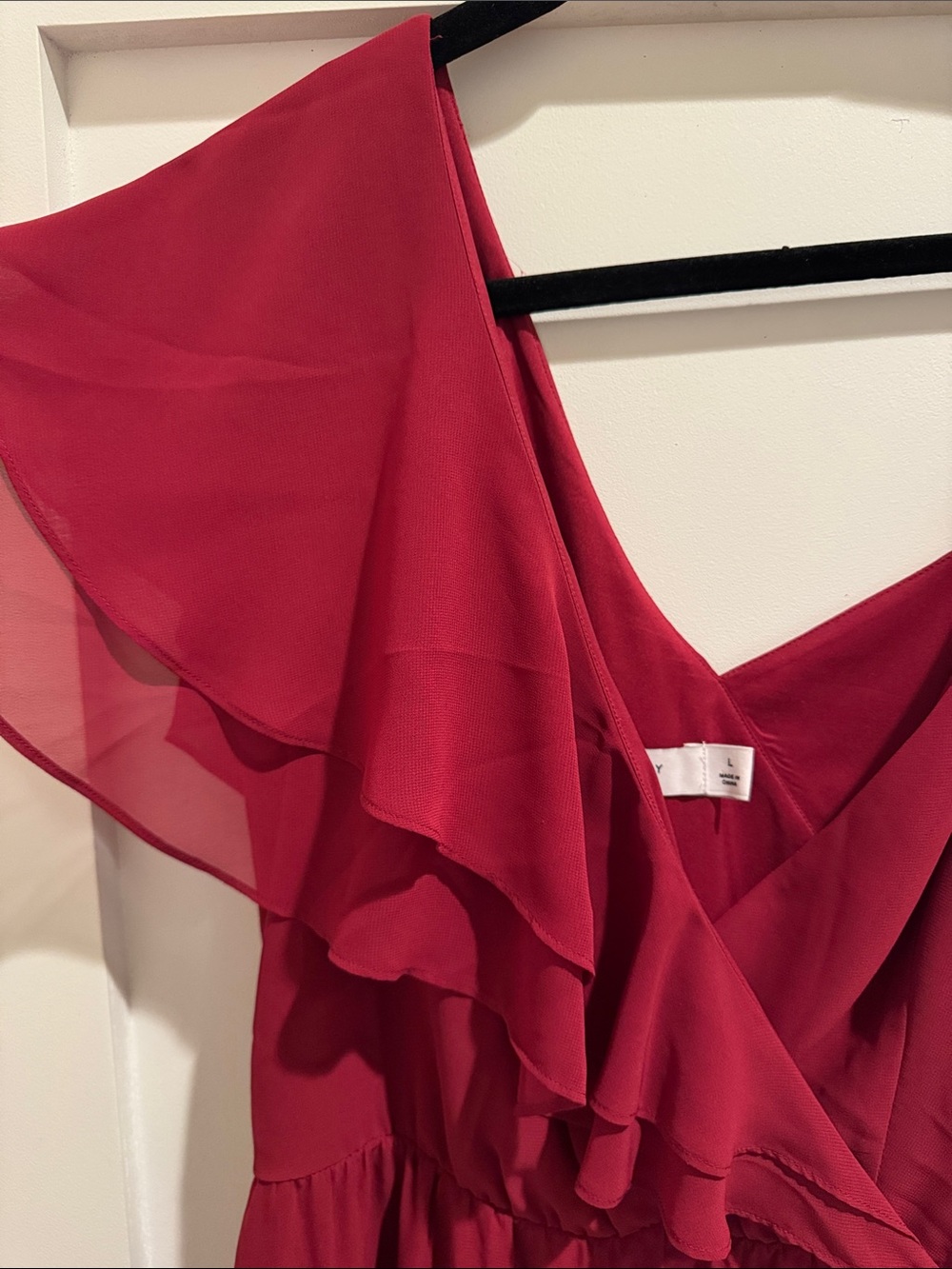 One-Shoulder Ruffle Wrap Dress - Picture 2 of 8
